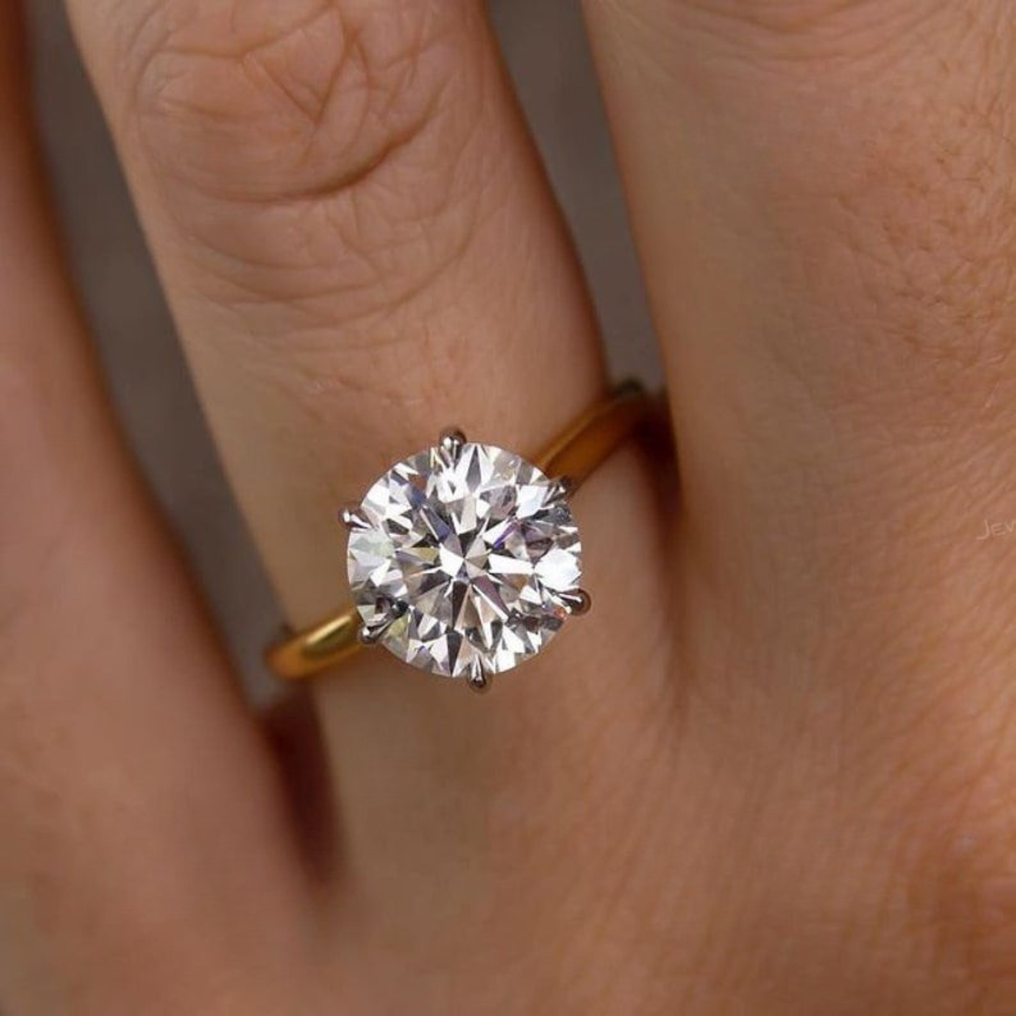 Lab Grown Diamond 3.00 CT Round Cut Solitaire Engagement Ring | Two Tone Ring