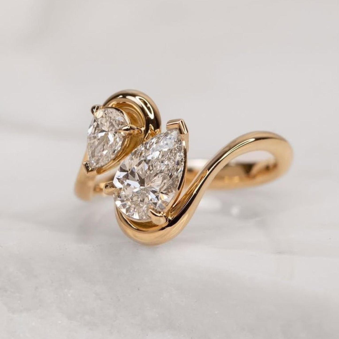 Moissanite 3.50 CT Toi Et Moi Pear Cut Diamond Engagement Ring