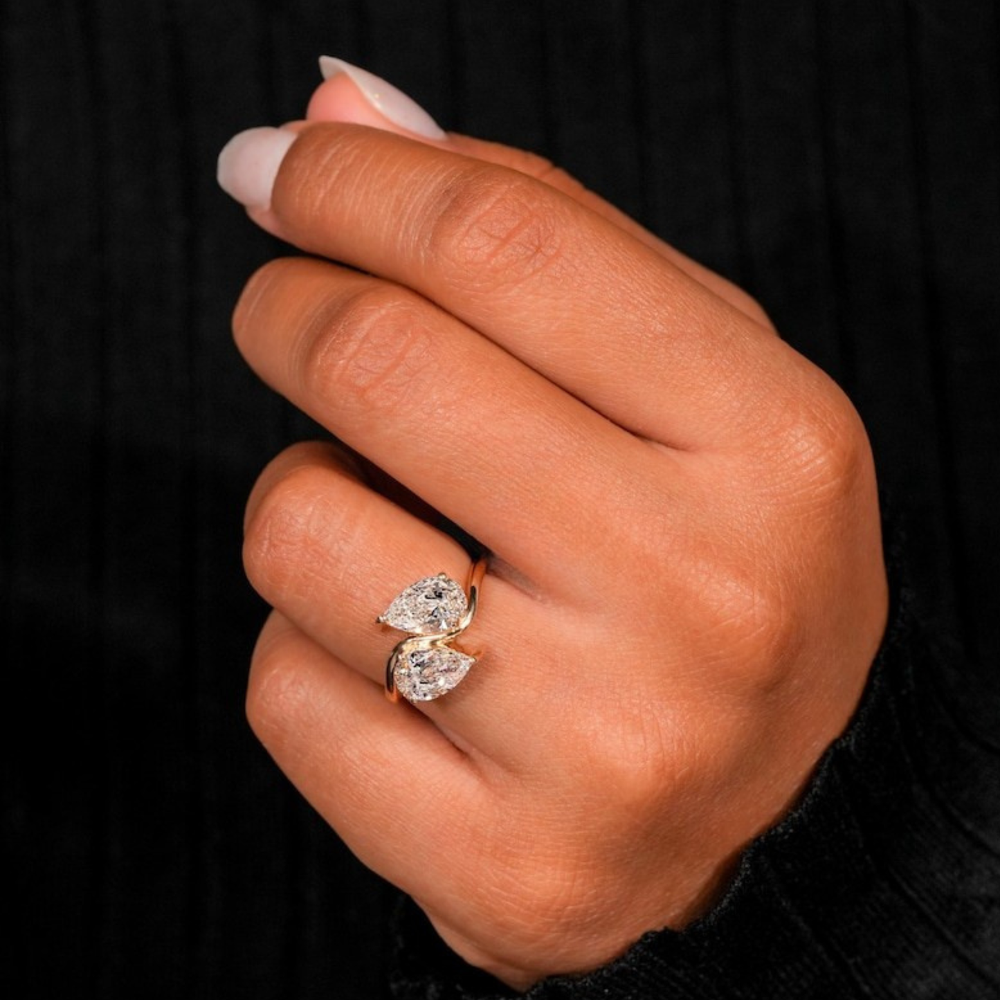 Lab Grown Diamond 4 CT Toi At Moi Pear Cut Engagement Ring