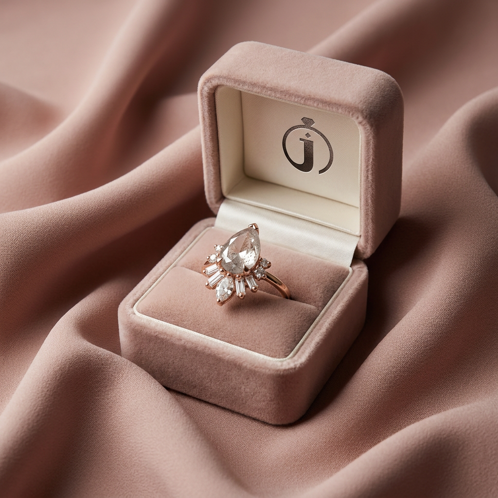 1.60 CT Pear & Round Cut Salt and Pepper Diamond Cluster Ring