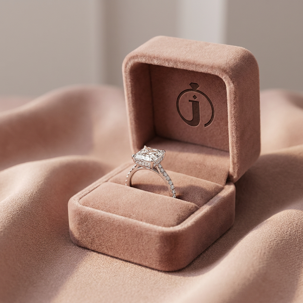 Moissanite 3.45 CT Asscher & Round Cut Diamond Solitaire Ring