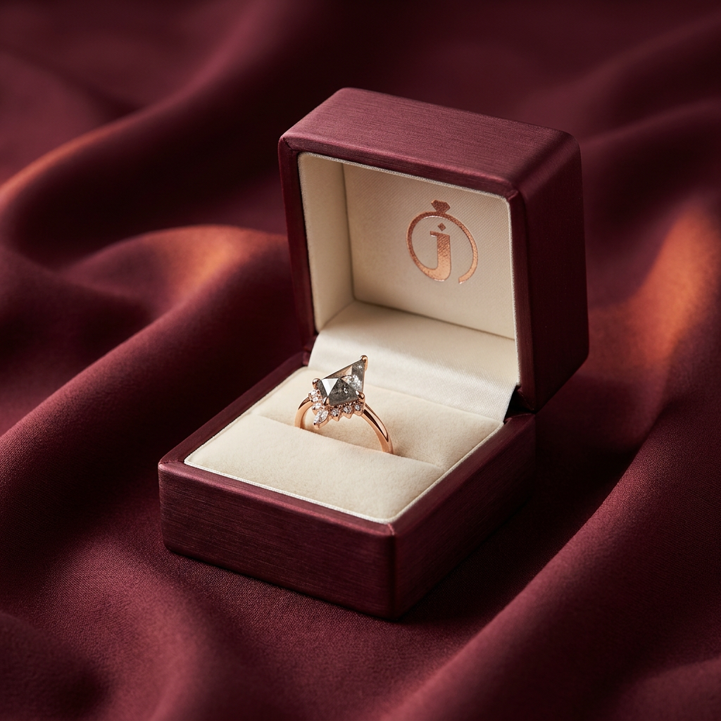 1.75 CT Kite & Round Cut Salt and Pepper Diamond Cluster Ring