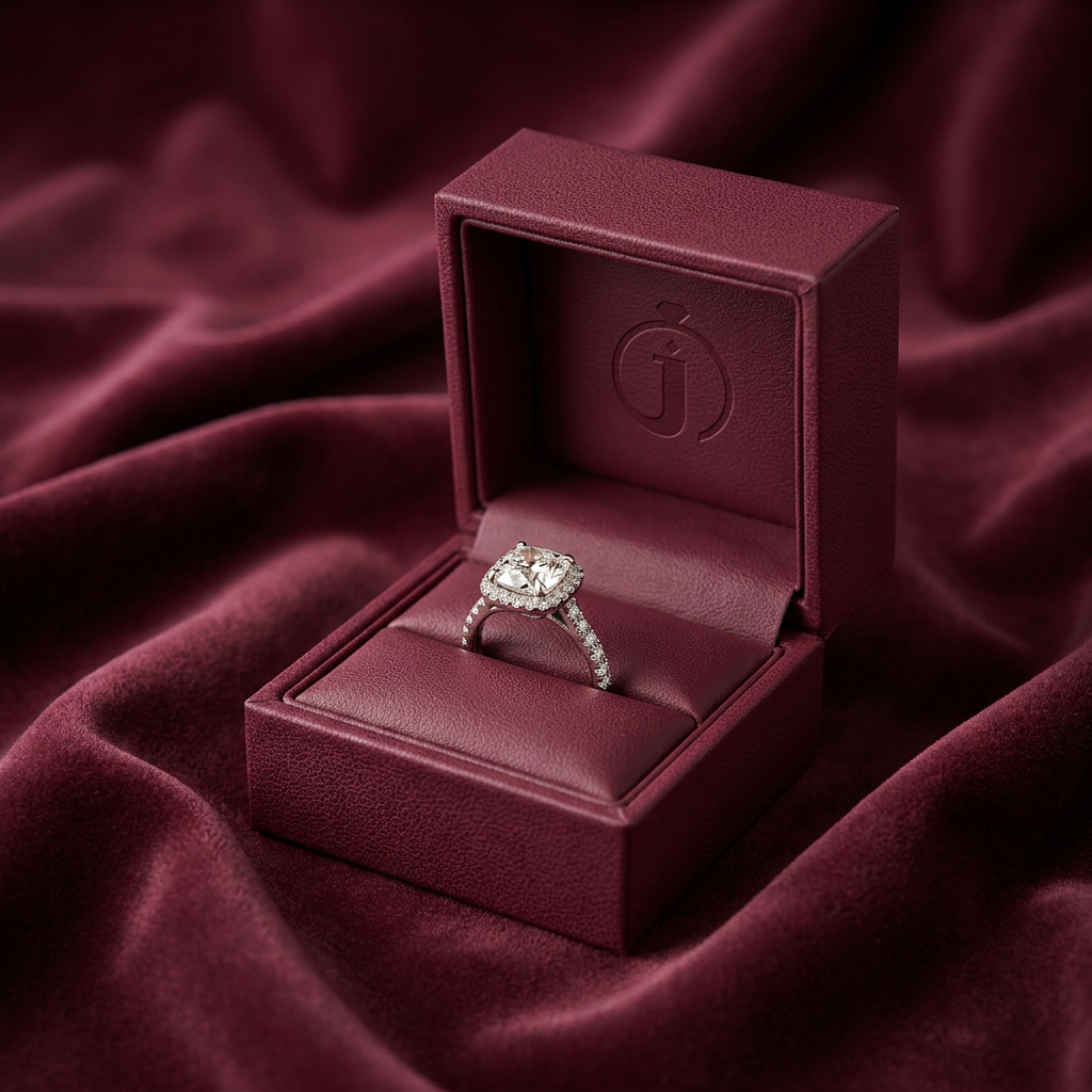 Moissanite 2.77 CT Cushion & Round Cut Diamond Halo Ring