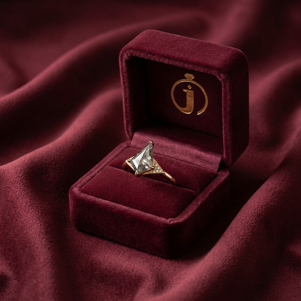 1.65 CT Kite Cut Salt and Pepper Diamond Solitaire Ring