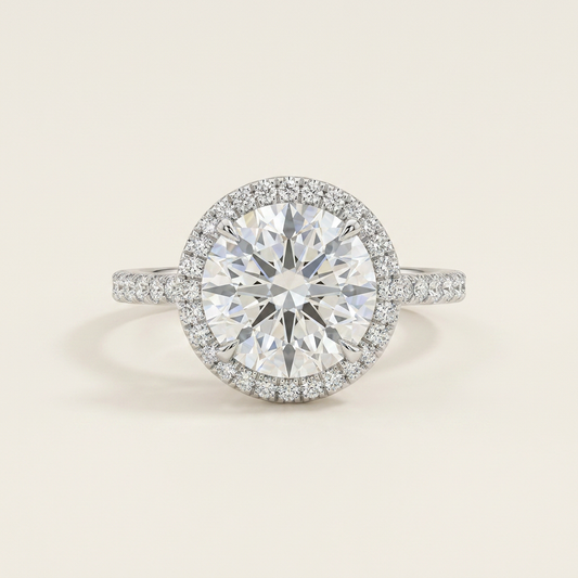 Moissanite 3.50 CT Round Cut Diamond Halo Ring