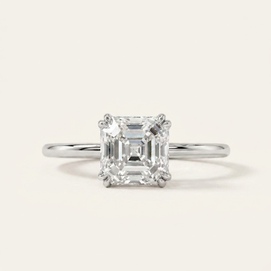 Moissanite 2.19 CT Asscher Cut Diamond Solitaire Ring