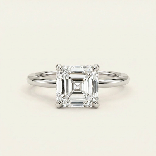 Moissanite 2.92 CT Asscher Cut Diamond Solitaire Ring