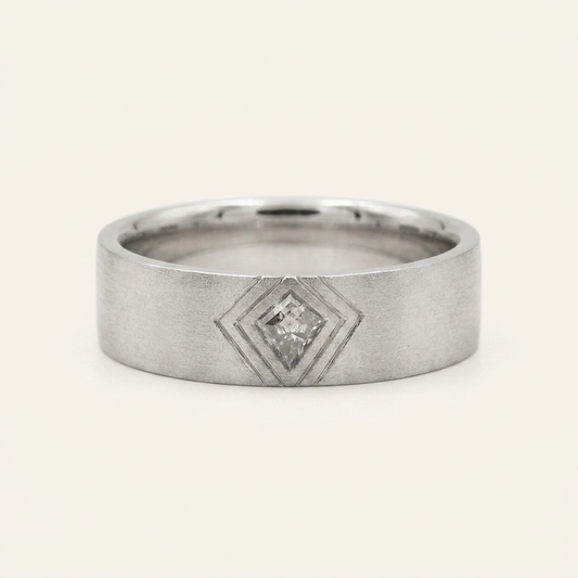 0.05 CT Kite Cut Salt and Pepper Diamond Ring