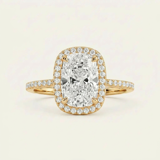 Moissanite 4.09 CT Cushion Cut Diamond Halo Ring