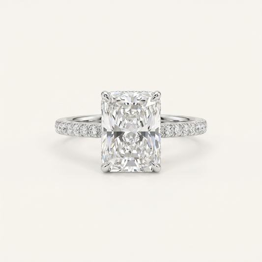 Moissanite 3.00 CT Radiant & Round Cut Diamond Solitaire Ring