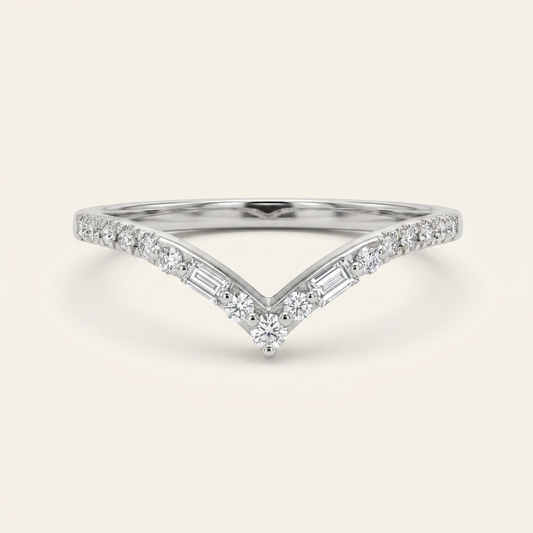 Moissanite 0.29 CT Baguette & Round Cut Diamond Ring