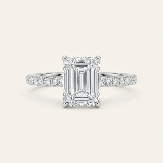 Moissanite 1.25 CT Emerald Cut Diamond Solitaire Ring