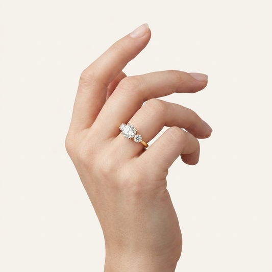 Moissanite 1.69 CT Round Cut Diamond Three Stone Ring