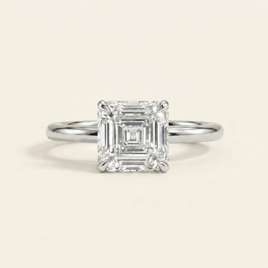 Moissanite 1.90 CT Asscher Cut Diamond Solitaire Ring