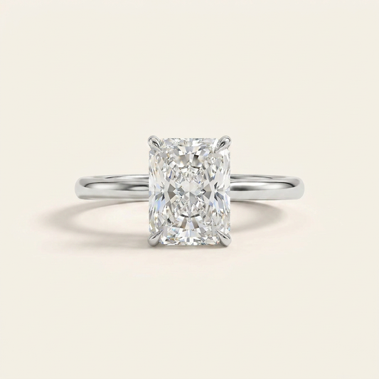 Moissanite 3.10 CT Radiant Cut Diamond Solitaire Ring (V-Brutalist)