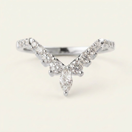 Moissanite 0.46 CT Marquise & Round Cut Diamond Ring