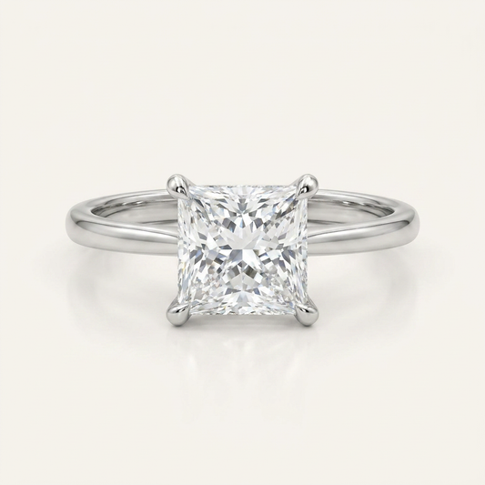 Moissanite 1.90 CT Princess Cut Diamond Solitaire Ring