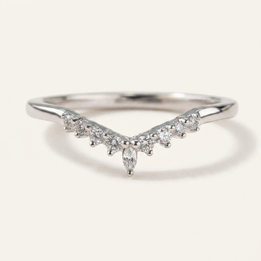 Moissanite 0.22 CT Marquise & Round Cut Diamond Ring