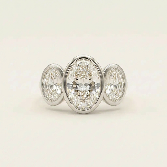 Moissanite 3.60 CT Oval Cut Diamond Three Stone Ring
