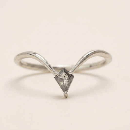 0.15 CT Kite Cut Salt and Pepper Diamond Ring (V-Pepper)