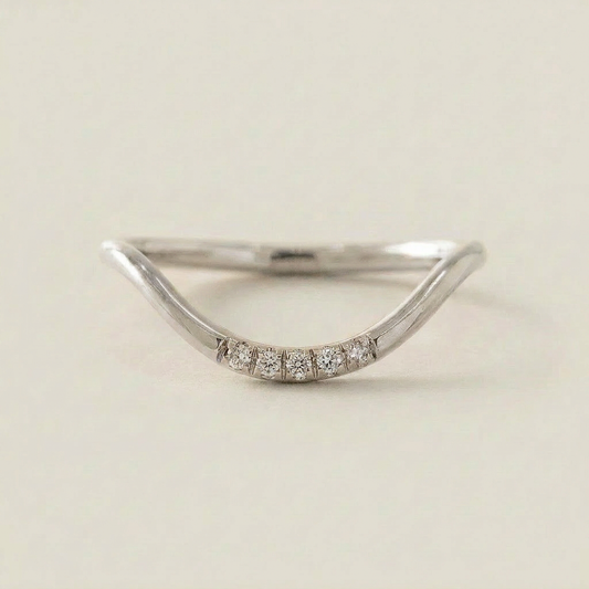 Moissanite 0.10 CT Round Cut Diamond Ring (V-Midcentury)