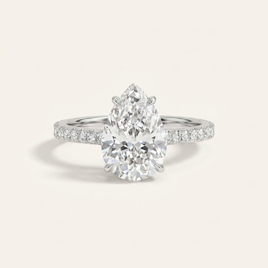 Moissanite 2.10 CT Pear Cut Diamond Solitaire Ring