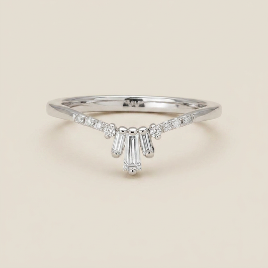 Moissanite 0.30 CT Baguette & Round Cut Diamond Ring