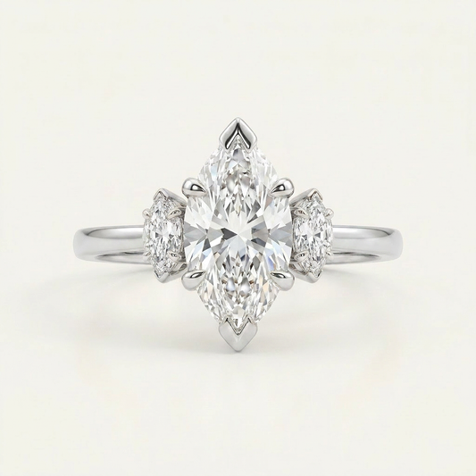 Moissanite 1.00 CT Marquise Cut Diamond Three Stone Ring