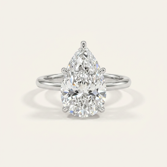 Moissanite 3.32 CT Pear Cut Diamond Solitaire Ring