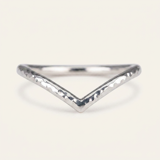Hammered Chevron Plain Wedding Band