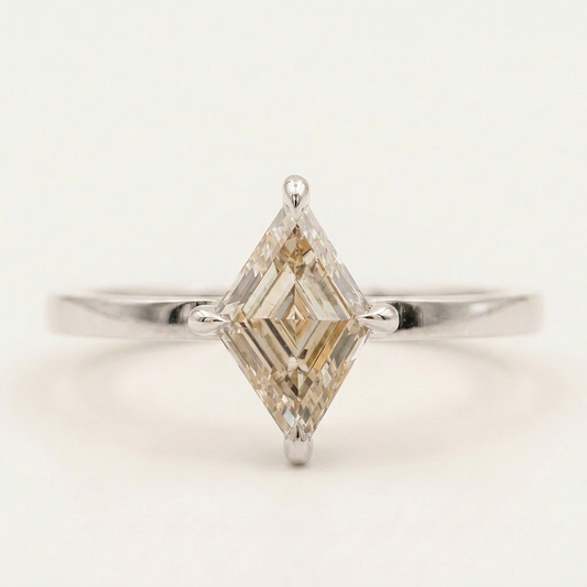1.40 CT Lozenge Cut Salt and Pepper Diamond Solitaire Ring