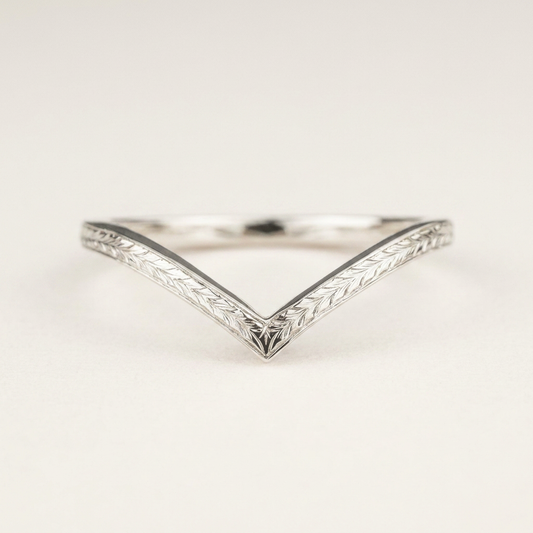 Vintage Notched Cuff Plain Wedding Band