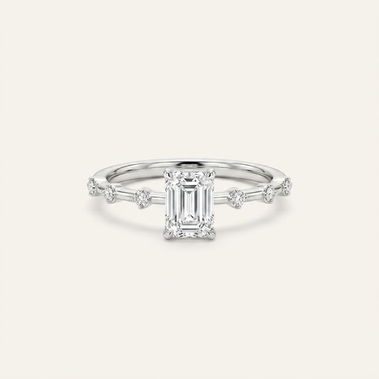 Moissanite 2.90 CT Radiant & Round Cut Diamond Solitaire Ring