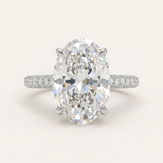 Moissanite 3.50 CT Oval & Round Cut Diamond Solitaire Ring (V-Bohohippie)