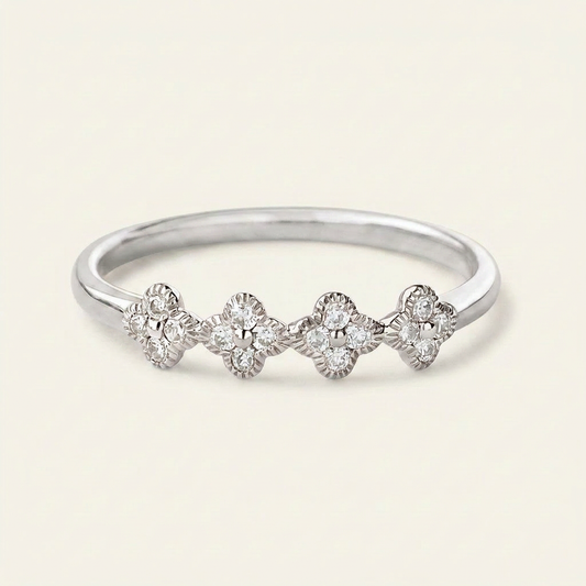 Moissanite 0.12 CT Round Cut Diamond Ring (V-Edwardian)