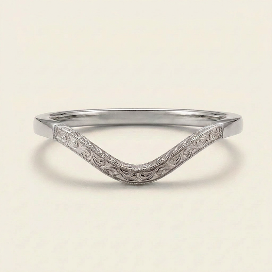 V-Shape Vintage Plain Wedding Band