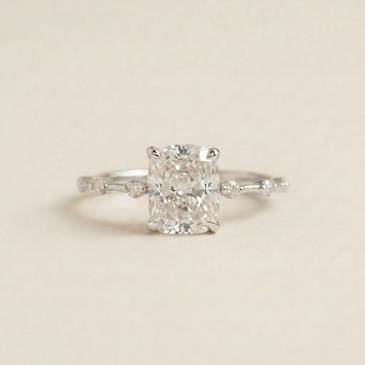 Moissanite 2.00 CT Cushion Cut Diamond Solitaire Ring (V-Victorian)