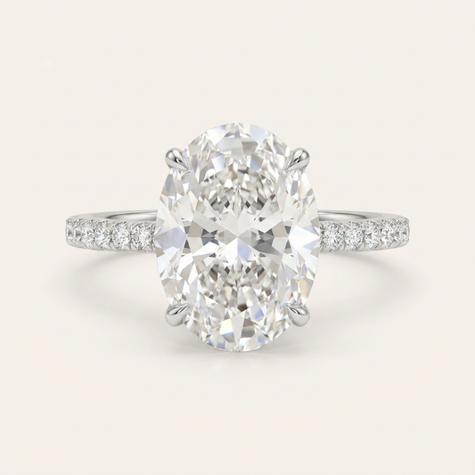 Moissanite 3.50 CT Oval & Round Cut Diamond Solitaire Ring (V-Gothic)