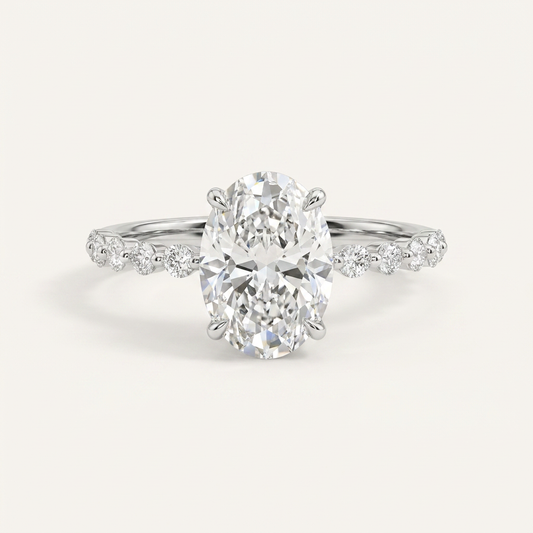 Moissanite 3.35 CT Oval & Round Cut Diamond Solitaire Ring