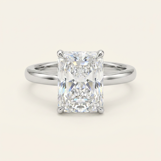 Moissanite 3.10 CT Radiant Cut Diamond Solitaire Ring (V-Moisaanite)