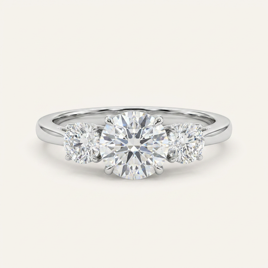 Moissanite 1.69 CT Round Cut Diamond Three Stone Ring