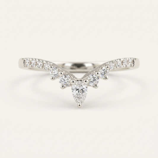 Moissanite 0.32 CT Pear & Round Cut Diamond Ring
