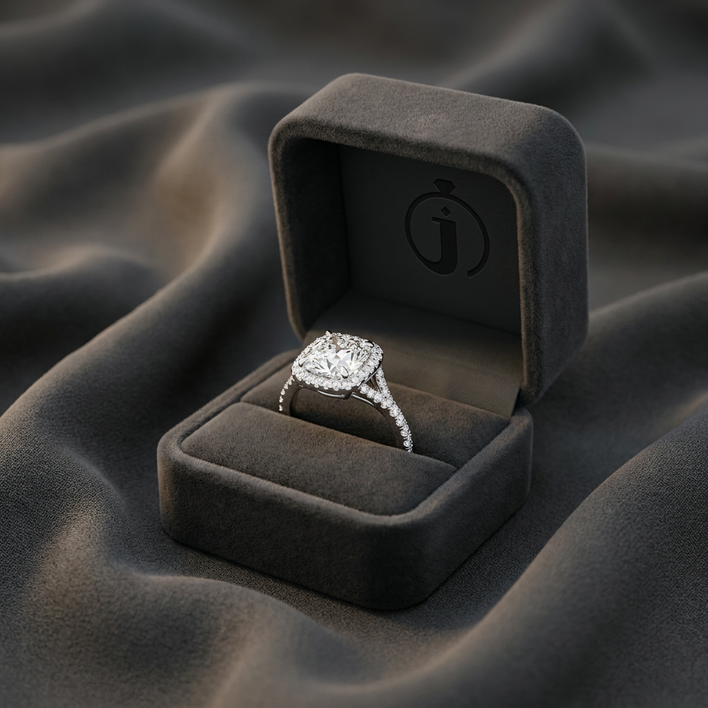 Moissanite 4.75 CT Cushion Cut Diamond Halo Ring
