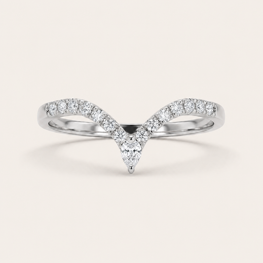 Moissanite 0.22 CT Pear & Round Cut Diamond Ring