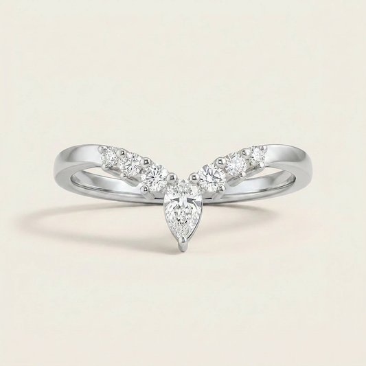 Moissanite 0.36 CT Pear & Round Cut Diamond Ring