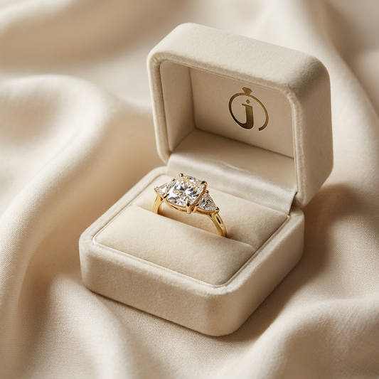 Lab Grown 3.00 CT Cushion & Trillion Cut Diamond Three Stone Ring