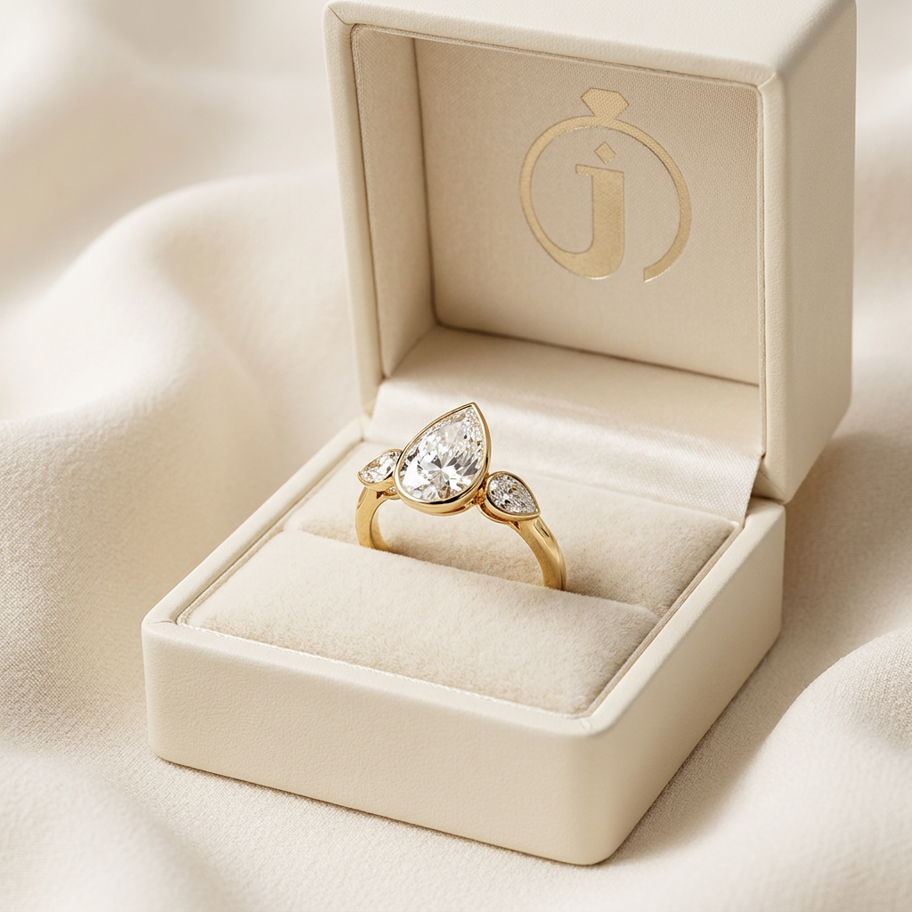 Moissanite 3.95 CT Pear Cut Diamond Three Stone Ring