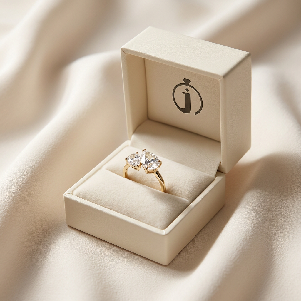 Moissanite 2.05 CT Pear Cut Diamond Toi Et Moi Ring