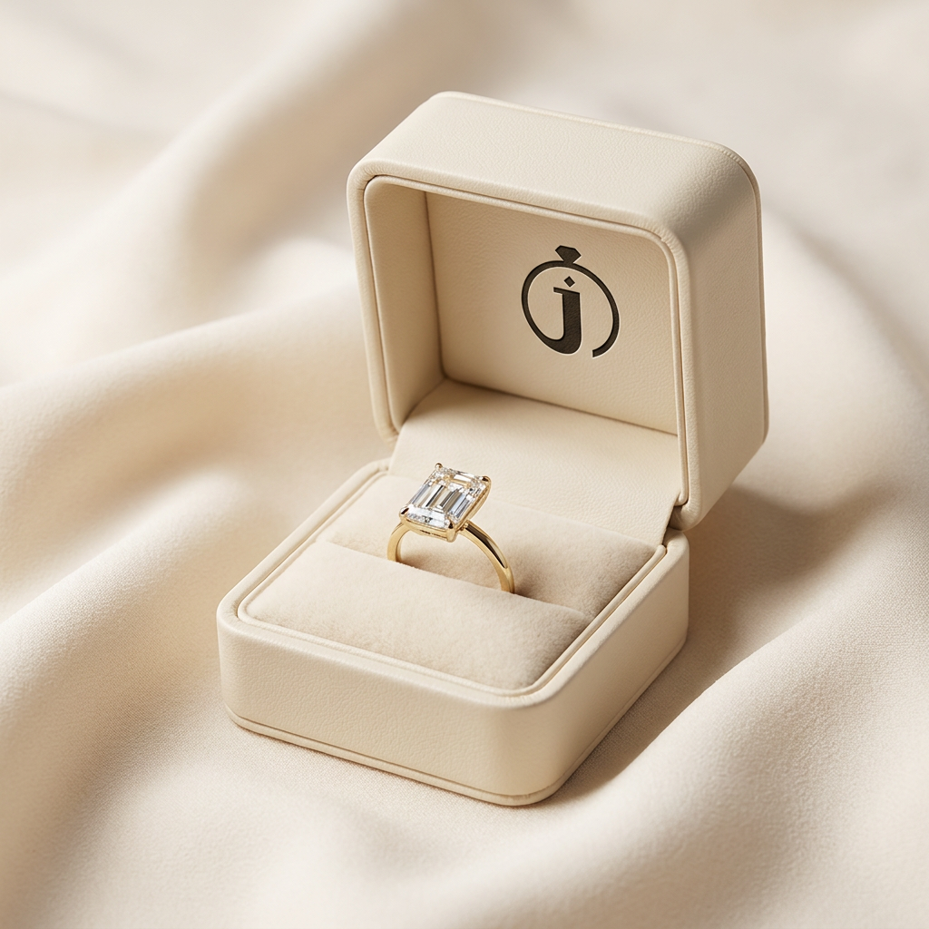Moissanite 3.00 CT Emerald Cut Diamond Solitaire Ring (V1)