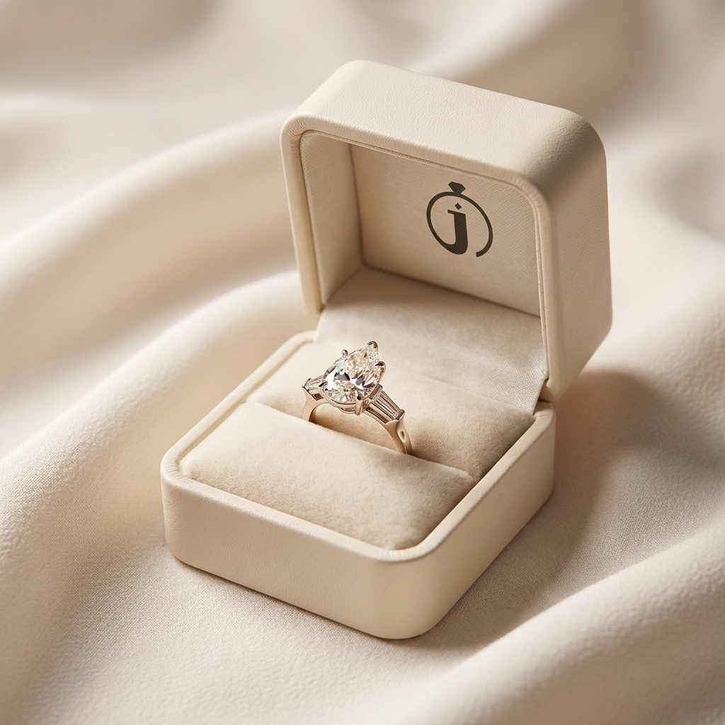 Moissanite 3.66 CT Pear & Tapered Cut Diamond Three Stone Ring